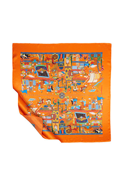 ipekevi Eșarfă miniaturală din mătase Tivil portocalie
