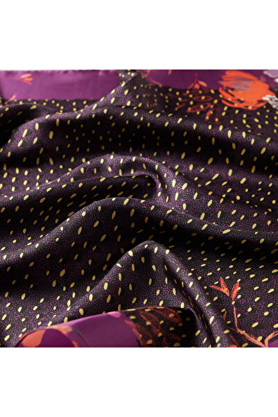 ipekevi Фіолетовий хутряний квітковий шовковий шарф