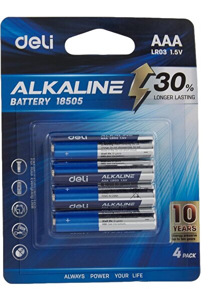 Deli بطارية قلوية AAA LR03، 4 قطع