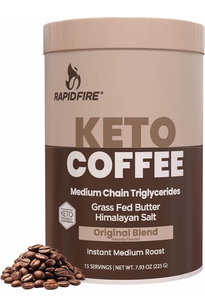 RAPID FIRE مزيج قهوة الكيتو سريعة التحضير من التجارة العادلة يدعم عملية التمثيل الغذائي للطاقة وفقدان الوزن