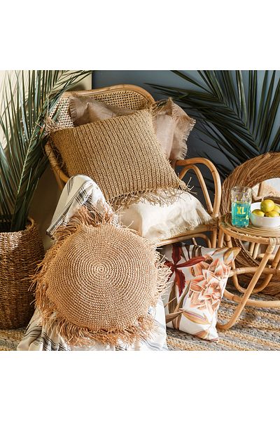 Mudo Home Valetta 50 cm Round Jute Throw Pillow