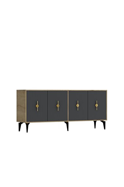 zerkaconcept Figür Konsol Tv Sehpası Çok Amaçlı Dolap Safirmeşe Antrasit 180 cm