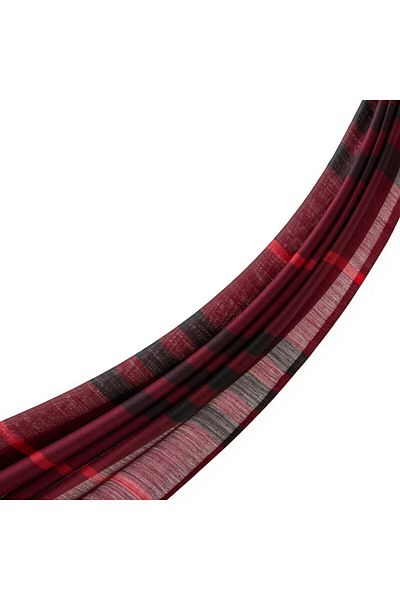 ipekevi Burgundy Plaid Patterned Wool Silk Shawl