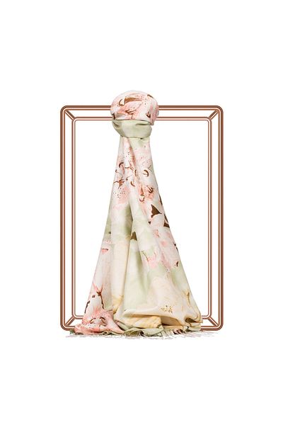 ipekevi Verde Melancholy Patterned Silk Shawl