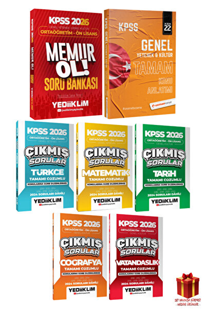 Yediiklim Yayınları 2026 KPSS Ortaöğretim-Ön Lisans Memur Soru Bankası+Çıkmış...