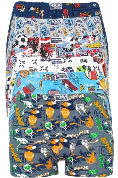 Katmirra Boxer pentru băiat din bumbac pieptănat cu model, 6 piese