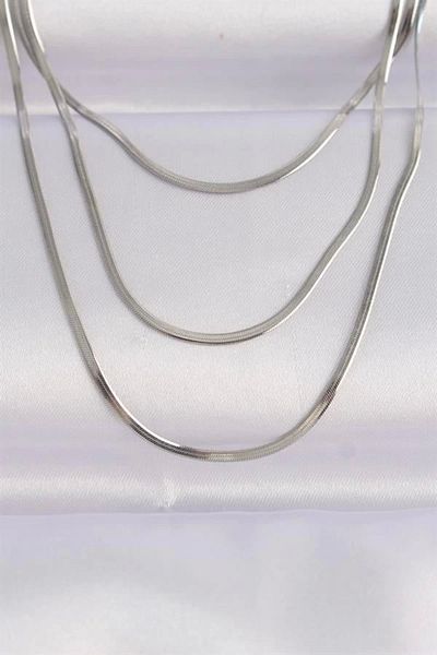 Clariss 316L Steel Silver Color Italian Chain Multiple Necklace
