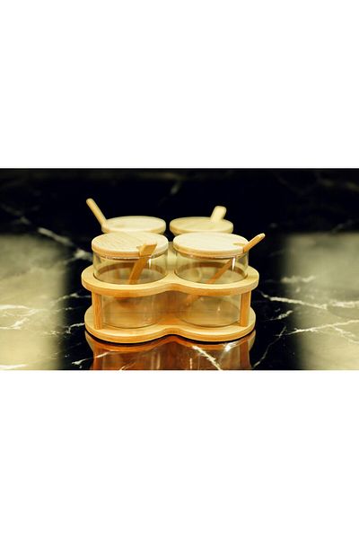Kuka Bamboo Spice Rack 4-Piece Rotating Stand