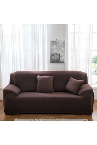 Choice 2-Seat 145-185cm Coffee Solid Color 1/2/3/4 Seat Sofa Covers for Living Room Elastic Milk Silk Cover