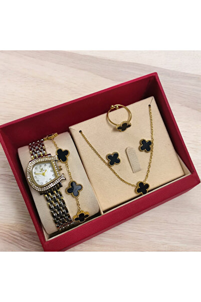 Rivoly طقم نسائي أنيق ستيل , يتكون من ساعة مقاومة للماء