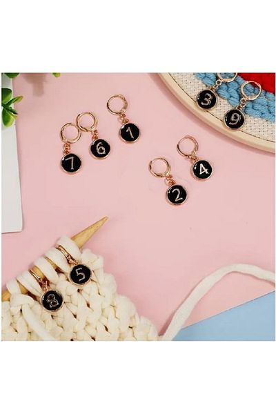 BALIM ÖRGÜ EVİ 1-9 Enamel Finish Black Stitch Marker - Purchase Enamel Finish