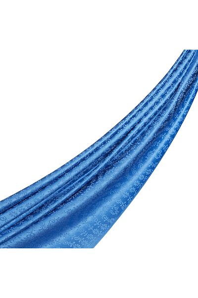 ipekevi Şal eșarfă de mătase cu model Indigo Golden Horn
