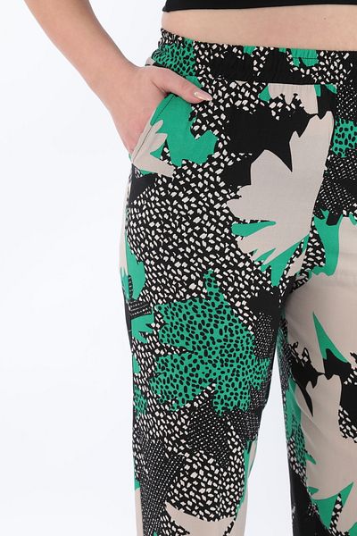 STELLETO Woven Viscose Patterned Flowy Wide Leg Summer Trousers