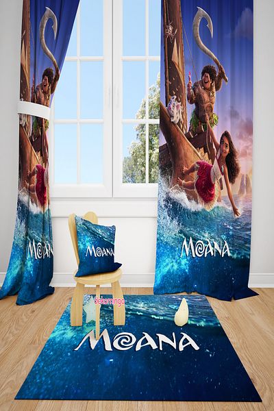 dekomingo Moana Patterned 2 Wing Background Curtain