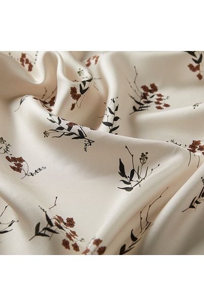 ipekevi Μεταξωτό φουλάρι Tivil Cream Coffee Seed