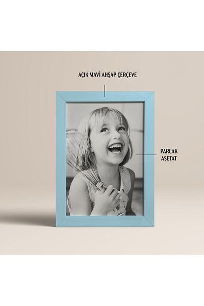 HOMEPACK 21X30 cm Light Blue Wooden Framed Poster Frame, Blank Frame, Light Blue-Masaku-21X30