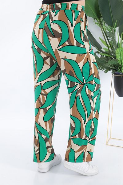 STELLETO Woven Viscose Patterned Flowy Wide Leg Summer Trousers