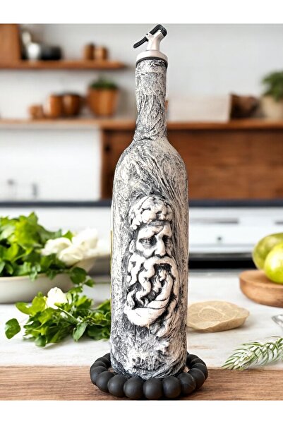 Mes Reves El Yapımı Antik Yüz Figürlü Yağdanlık, Sosluk, Sirkelik Cam Şişe Üz...