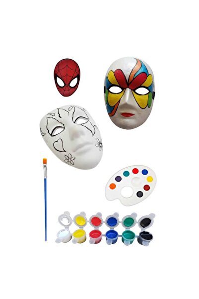abnturk Maske Boyama Seti 1 Adet Karton Maske 6 Farklı Renk Akrilik Boya Ve Fırça Eğlenirken Öğren