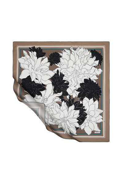 ipekevi Μεταξωτό φουλάρι White Mink Charcoal Tivil