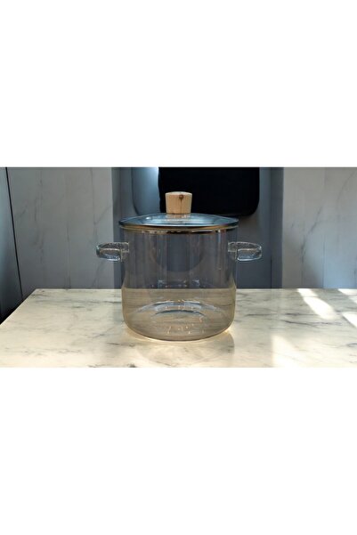 Kuka 2600 ml Heat Resistant Glass Pot with Bamboo Lid 18X16