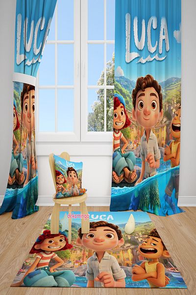 dekomingo Luca Friends Patterned 2 Wings Background Curtain