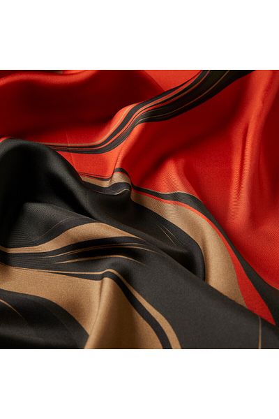 ipekevi Black Burgundy Lava Tivil Silk Scarf