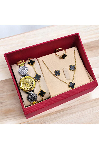 Rivoly طقم نسائي أنيق ستيل , يتكون من ساعة مقاومة للماء