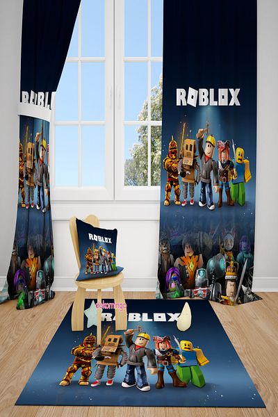 dekomingo Roblox Patterned 2 Wing Background Curtain