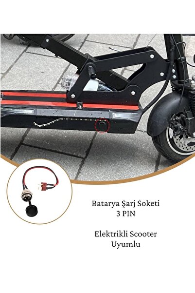 güvenlisepet Onvo Elektrikli Scooter Şarj Soketi Batarya Soketi 3 Pin Onvo 07 /Ov-Rx 08/011- 012 Plus vb. Uyumlu