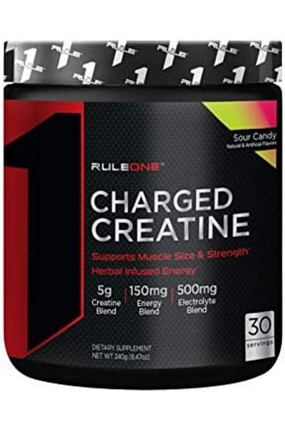 Rule 1 Charged Creatine for Energy and Performance Support | Sour Candy | Dietary Supplement | 30 Se