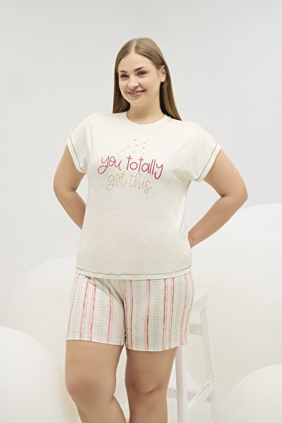 Sevim 16632 ЖІНОЧИЙ ШОРТ-КОМПЛЕКТ З ПРИНТОМ, ВЕЛИКИЙ РОЗМІР