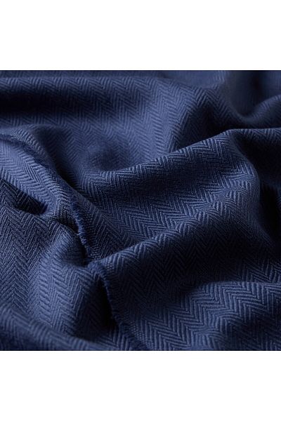 ipekevi Eșarfă de lână cu model Ocean Blue Herringbone