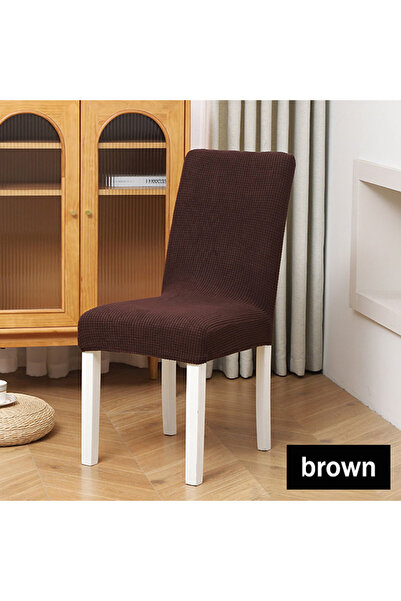 Choice غطاء كرسي طعام بني قطعة واحدة، مرن للغاية، مادة البوليستر، مناسب لغرفة الطعام، حفلات الزفاف