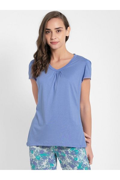 JOCKEY Relax V-Neck Sleep Tee RX12-0105-IRIS BLUE