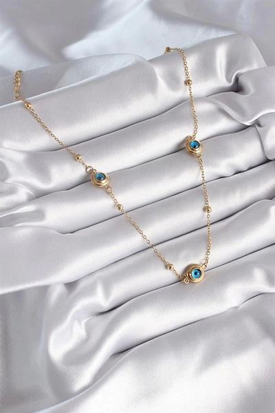 Clariss 316L Steel Gold Color Evil Eye Bead Model Women's Necklace