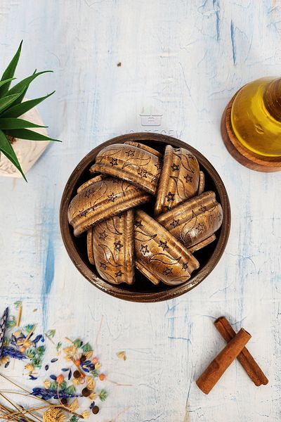 MONTESEV Handmade Wooden Natural Wood Snack Bowl Natural Wood Breakfast Bowl 7 Pieces