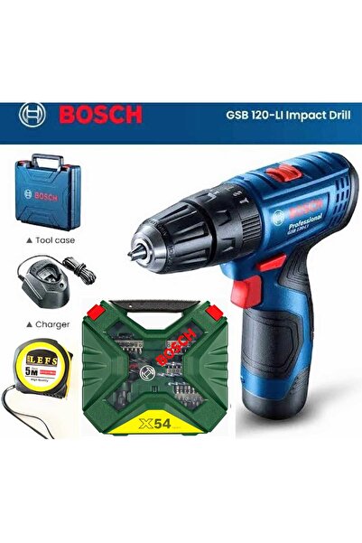 Bosch Gsb 120 li Darbeli (TEK AKÜLÜ) Matkap Vidalama ,Bosch X-Line 54 Parça A...