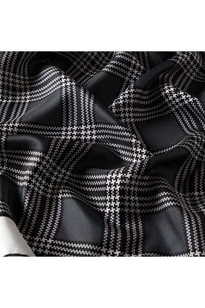 ipekevi White Smoked Marled Plaid Tivil Silk Scarf