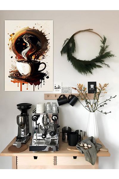 icase Coffee Menu Quantity Cup Coffee Corner Decor Concept Table Mdf Quality Printing Frame View