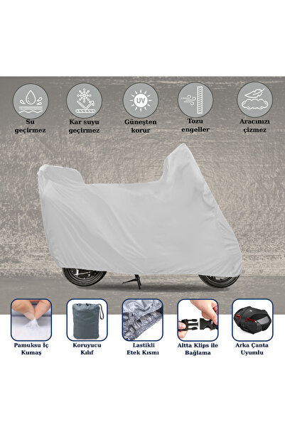 Breen Gray Motorcycle Tarpaulin - Compatible with All Models, Rear Bag Compat...