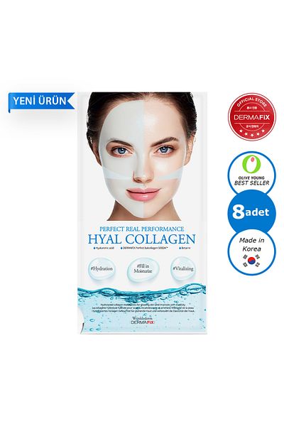 dermafix Hyal Collagen Hyaluronic Acid Effective Moisturizing and Revitalizing Collagen Face Mask 8 Pieces