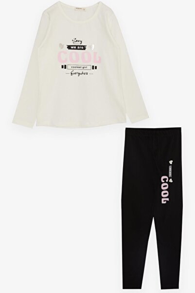 Breeze Дівчачий комплект з легінсами, з принтом, для літа, 4-8 років, екрю