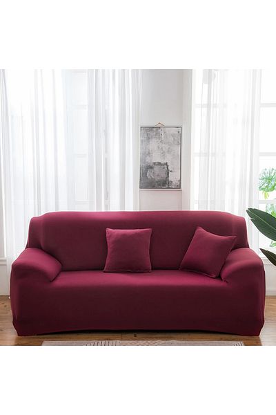 Choice 3-Seat 190-230cm Wine Red Solid Color 1/2/3/4 Seat Sofa Covers for Living Room Elastic Milk Silk Cov