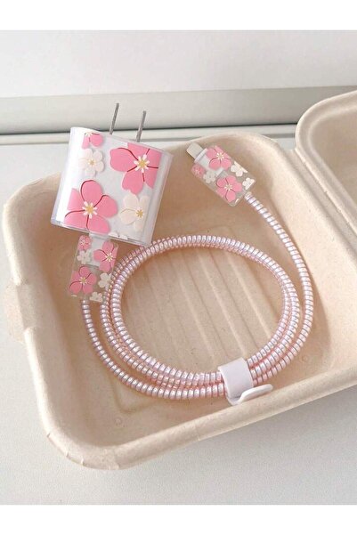 daystar İphone 18w/20w Uyumlu Şarj Aleti Kılıfı, Şarj Kablo Koruyucu, Çiçekli...