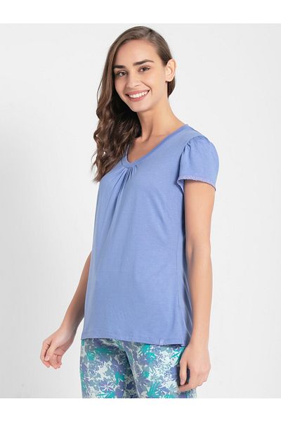 JOCKEY Relax V-Neck Sleep Tee RX12-0105-IRIS BLUE