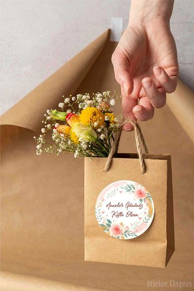 Sticker Ekspres Salmon Color Floral Mother's Day Sticker Waterproof Sticker