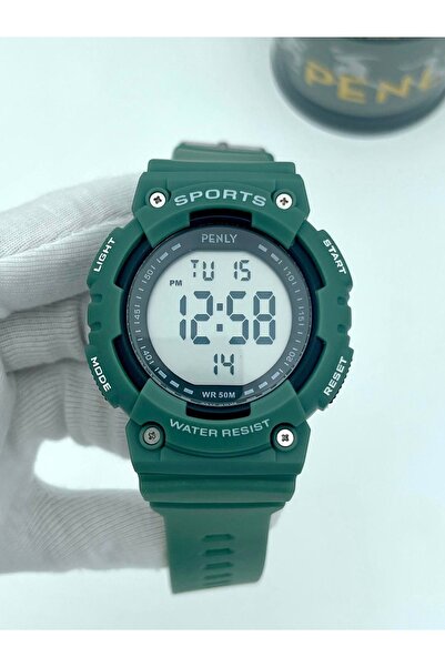 Penly Dijital Kol Saati 349-55 Serisi Yeşil Renk Detaylı Su Geçirmez + Alarmlı Kronometreli Işıklı