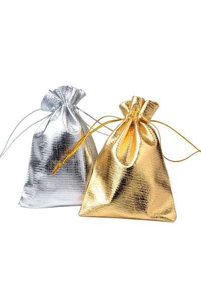 Choice 7x9cm Mixed Colors 25pcs/lot Jewelry Packing Gold Color Foil Cloth Drawstring Storage Bag 7x9cm 9x12