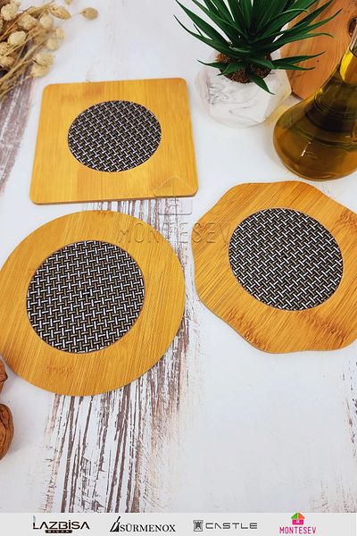 MONTESEV Wooden Pot Pan Teapot Rack Trivet Set Set of 3